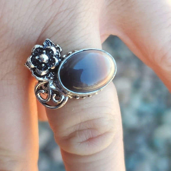 New Mookaite Jasper Silver Flower Ring. - Picture 9 of 16